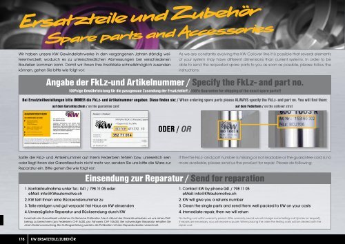 Ersatzteile und Zubehör - KW Suspensions