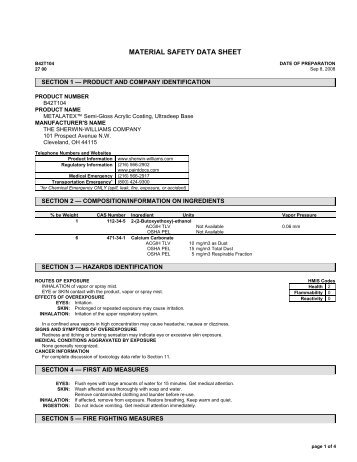 MATERIAL SAFETY DATA SHEET