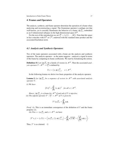 Introduction to Finite Frame Theory - Frame Research Center