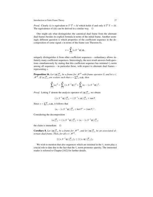 Introduction to Finite Frame Theory - Frame Research Center