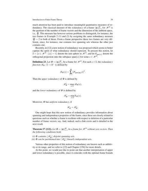 Introduction to Finite Frame Theory - Frame Research Center
