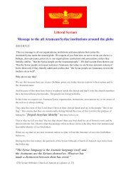 Liberal Syriacs Message to the all Aramean/Syriac institutions ...