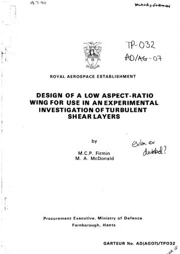 design of a low aspect-ratio wing for use in an experimental ... - garteur