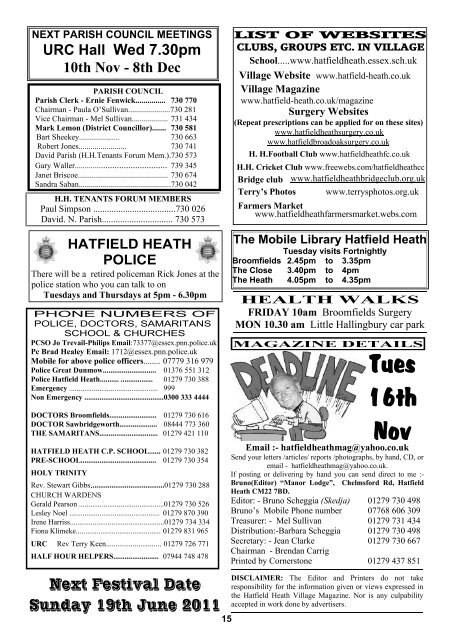 November2010 Edition - Hatfield Heath Village Magazine