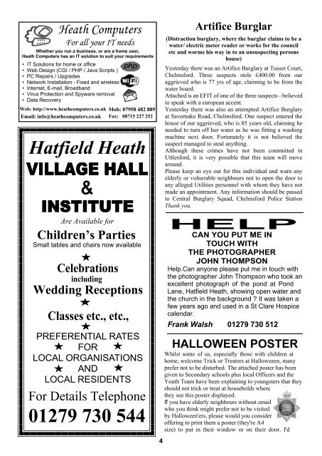 November2010 Edition - Hatfield Heath Village Magazine