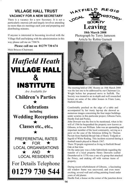 May - Mag 2008 - Hatfield Heath Village Magazine