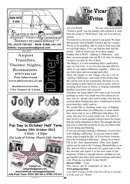 October2013 Edition - Hatfield Heath Village Magazine