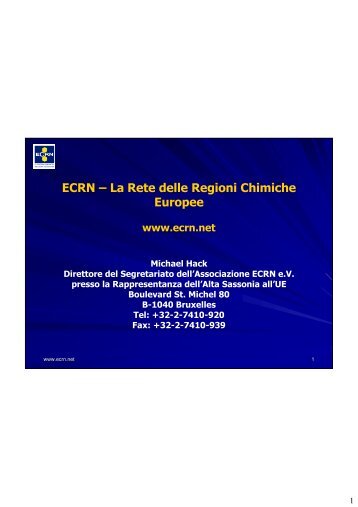 ECRN – La Rete delle Regioni Chimiche Europee