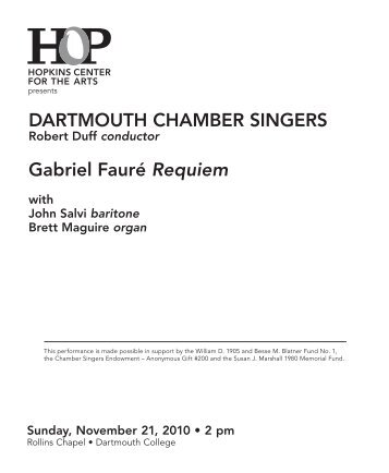 Requiem - Hopkins Center - Dartmouth College