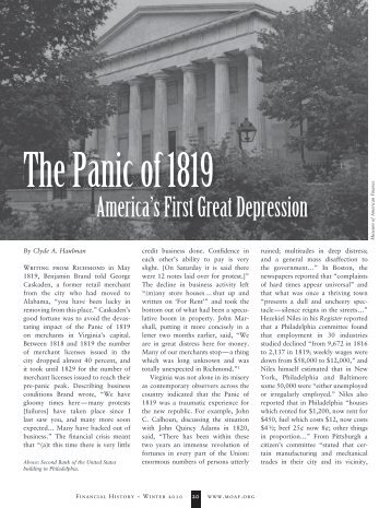 "The Panic of 1819: America's First Great Depression," by Clyde A ...