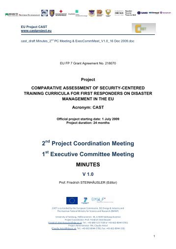 2 Project Coordination Meeting 1 Executive Committee ... - CAST