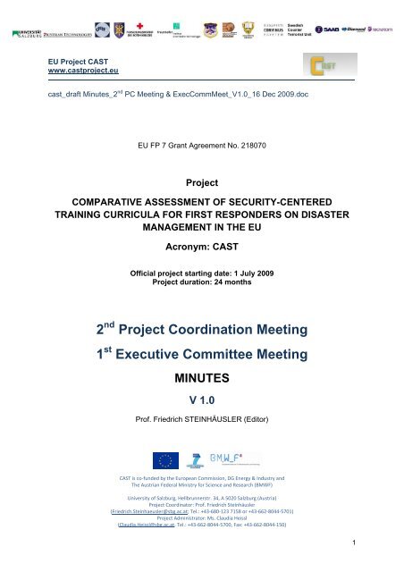 2 Project Coordination Meeting 1 Executive Committee ... - CAST