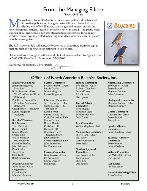 Vol. 31, No. 1 - North American Bluebird Society