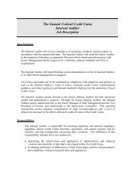 The Summit Federal Credit Union Internal Auditor Job Description