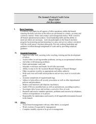 The Summit Federal Credit Union Head Teller Job Description