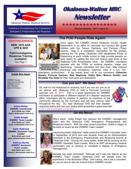 Okaloosa-walton Mrc Newsletter - Florida Department Of Health