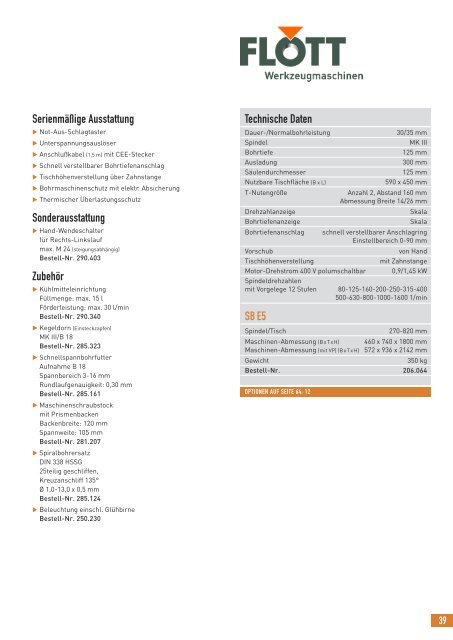 SÃ¤ulenbohrmaschine SB E5 - Flott