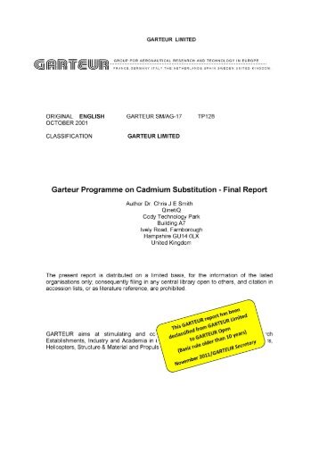 Cadmium Substitution - garteur