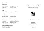 Psychoanalytisches Seminar Basel Jahresprogramm 2013/2014