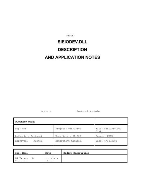 sieiodev.dll description and application notes - PowerTec