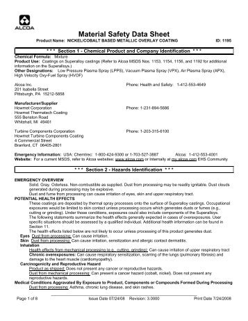 Material Safety Data Sheet - Industrial Piping, Inc.