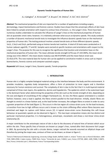 Dynamic Tensile Properties of Human Skin - IRCOBI