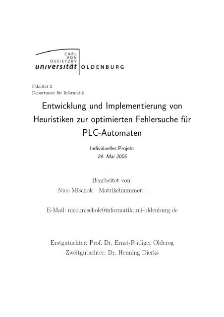 Entwicklung und Implementierung von Heuristiken zur optimierten ...