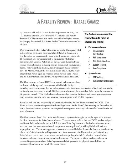 a fatality review: rafael gomez - Washington State Digital Archives