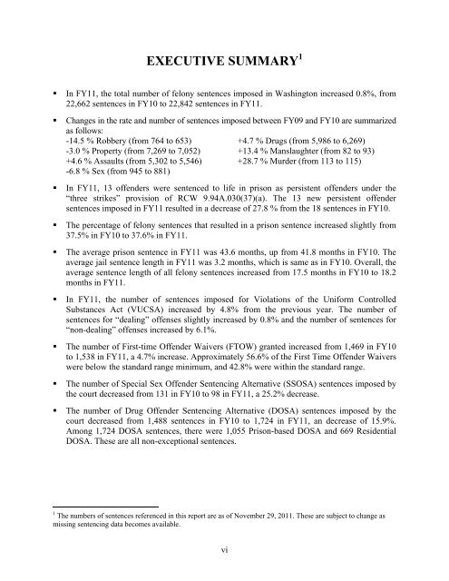 statistical summary of adult felony sentencing - Washington State ...