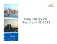 Glow Energy Plc. Results of H1-2013