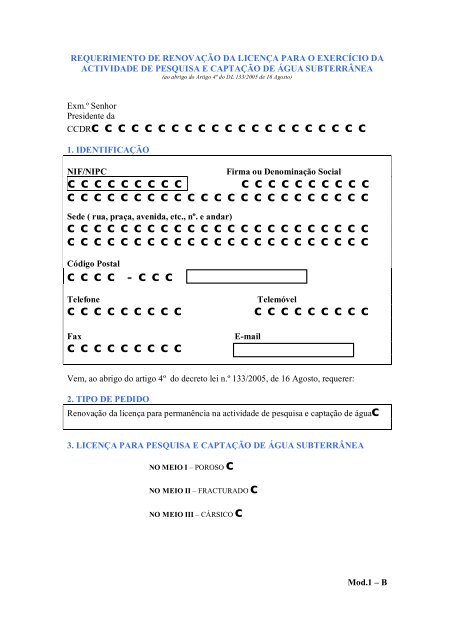 Requerimento de renovaÃ§Ã£o - CCDR-LVT