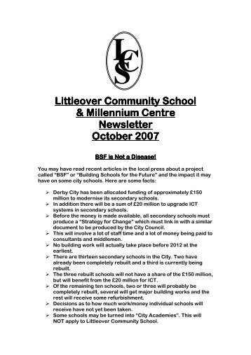 October 2007 - Littleover Community School