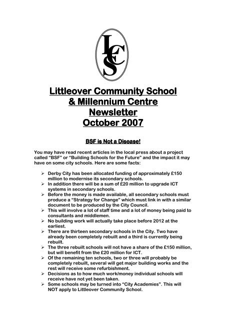 October 2007 - Littleover Community School