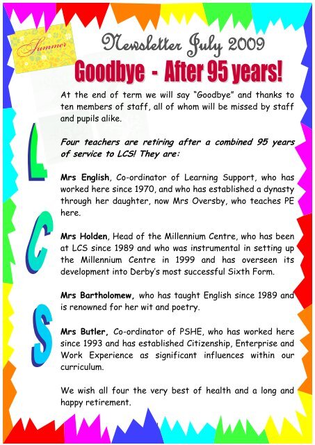 Newsletter July 2009 - Littleover Community School