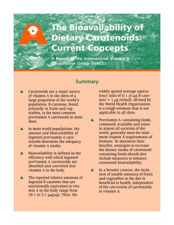 The Bioavailability of Dietary Carotenoids - Idpas.org