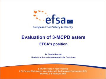 Evaluation of 3-MCPD esters – EFSA's position