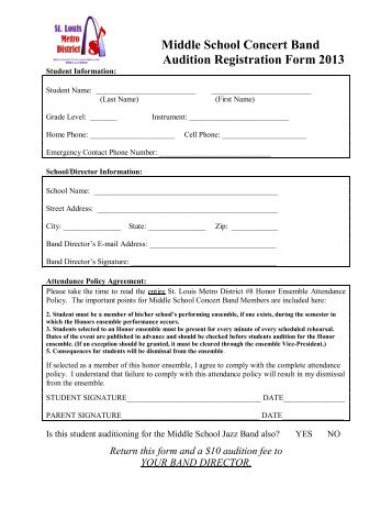 Registration Form and Audition Information 201 - St. Louis Metro ...