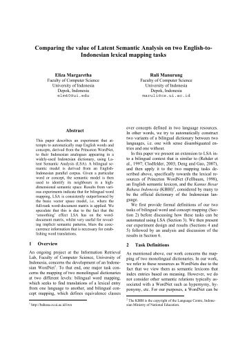 Comparing the value of Latent Semantic Analysis on two English-to ...