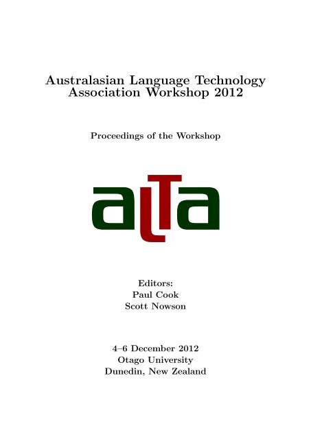 Full proceedings volume - Australasian Language Technology ...