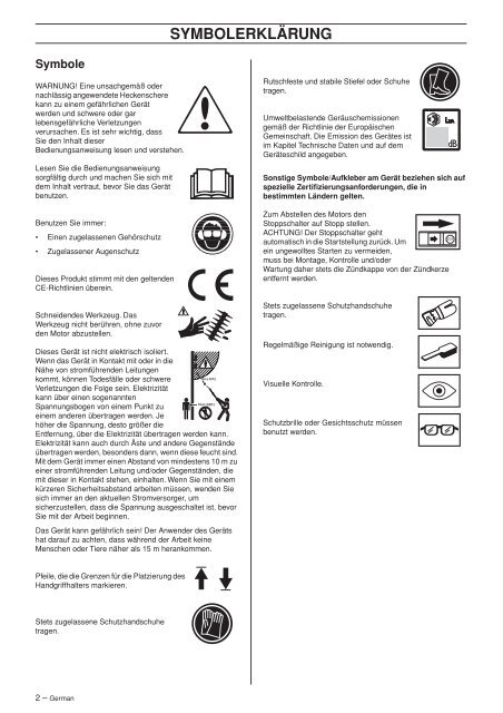 Bedienungsanweisung - Jonsered