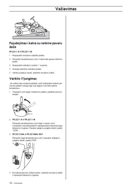 OM, FR2211 R, FR2211 M, FR2213 MA, FR2216 MA 4x4 ... - Jonsered