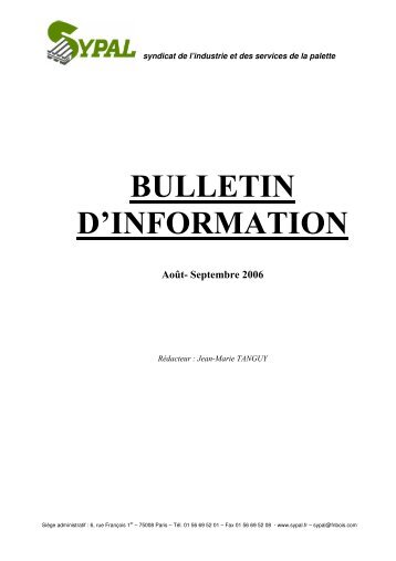 BULLETIN D'INFORMATION - Syndicat de l'industrie et des services ...