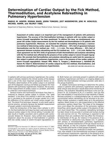 Determination of Cardiac Output by the Fick Method, Thermodilution ...