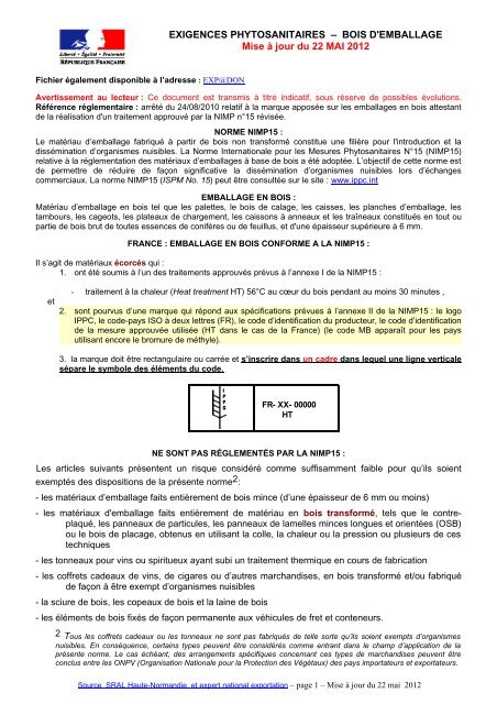 exigences phytosanitaires