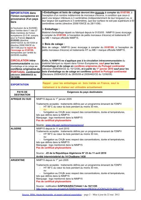 exigences phytosanitaires