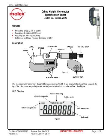 638002820 Digital Crimp Micrometer - Molex