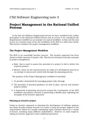 CS2 Software Engineering note 3 Project Management in the ...