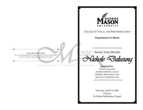 Nichole Dalusung - George Mason University School of Music