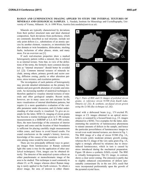 Raman and Luminescence Images Applied to Study Internal