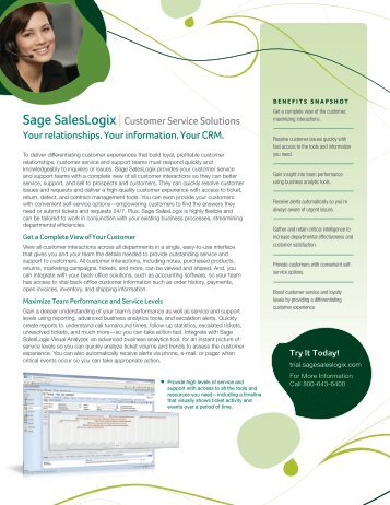 Sage SalesLogix Customer Service & Support